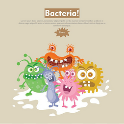 细菌平面卡通矢量网页横幅细菌网