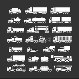 设置图标的卡车、 拖车和车辆