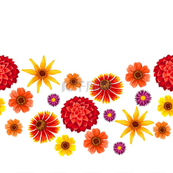 大丽图片_与秋天的花朵的无缝模式。