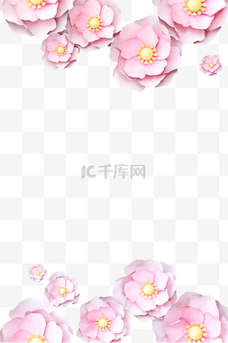 杏花框图片_粉色C4D立体春天植物花朵边框剪纸