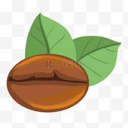 咖啡豆纹理图片_带叶子单个彩色咖啡豆
