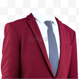 摄影图白衬衫红西装有领带