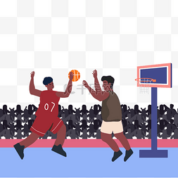 篮球队员剪影图片_篮球比赛运动人物插画