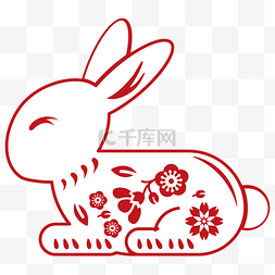 剪纸兔子红色图片_红色剪纸兔子