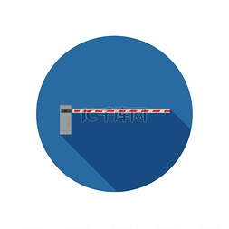 警告平面图标图片_平面样式的停车护栏图标蓝色背景