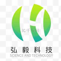 H字母LOGO图片_绿色渐变科技LOGO