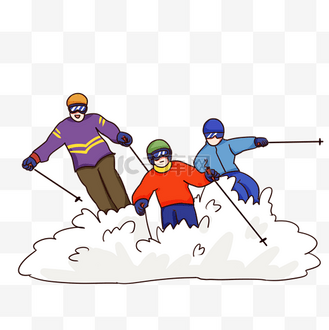 双板滑雪卡通画图片
