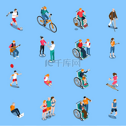 残疾人等距图残疾人与成年人和儿