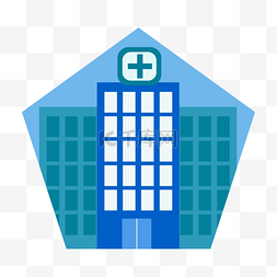 医院建筑图片蓝色图画创意