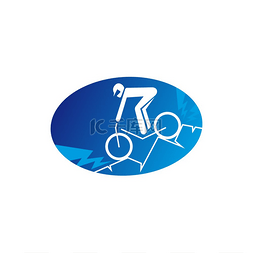 骑山地自行车孤立图标的运动员。