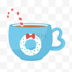 精美咖啡杯图片_蓝色圣诞节装饰咖啡杯