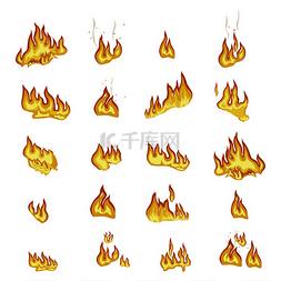 火焰的背景设计图片_白色背景上的火焰标志集合。