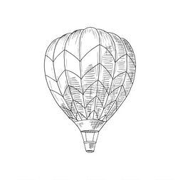 热气球隔离单色草图矢量老式航空