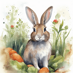 兔子绘本动物治愈温馨插图元素