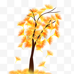 银杏树飘落树叶图片_秋天银杏树植物树木