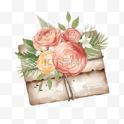 婚礼信封图片_信封花卉植物淡雅水彩