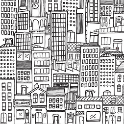 黑色场景背景图片_为成年人着色的繁忙城市纹理的卡