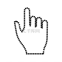 电脑手指标志图片_像素手是黑色图标。