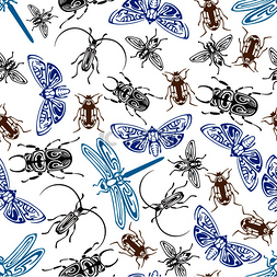 飞虫图片_昆虫和飞虫的无缝图案由少数民族