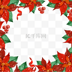 新年喜庆的图图片_由红色花瓣组成的圣诞冬季植物边