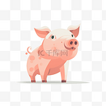 猪可爱卡通手绘免扣动物扁平插画素材小猪