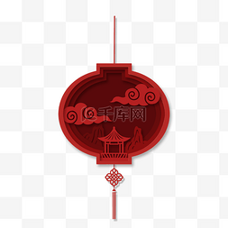 红色灯笼挂饰图片_新年春节新春浮雕红色剪纸灯笼剪