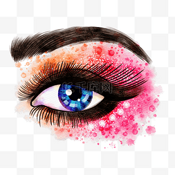 彩色水墨艺术图片_女性眼睛晕染抽象风格