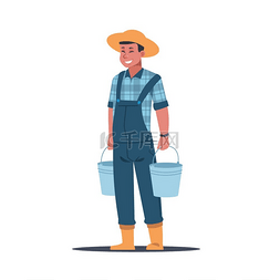 人站着图片_农业工作卡通农民角色在田里干活