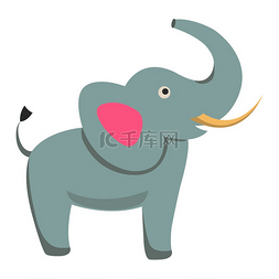可爱有趣的非洲大象，有象牙和凸