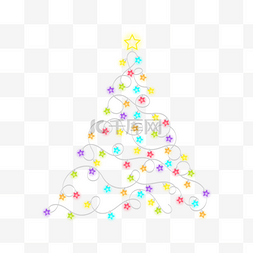 圣诞轮廓图片_圣诞灯串五角星小灯泡