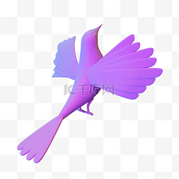3DC4D立体七夕紫色喜鹊鸟