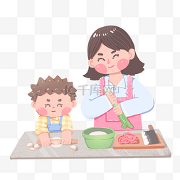 做菜图片_儿童学生劳动做菜下厨包饺子
