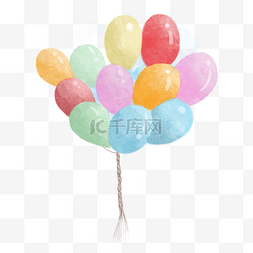 矢量彩色透明气球图片_一束气球水彩风格彩色