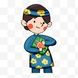 越南春节抱着礼物的卡通男孩