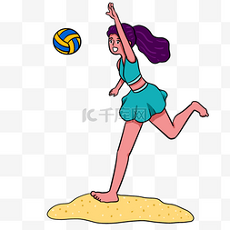打沙滩排球运动女孩