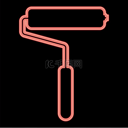设计颜料图片_霓虹灯颜料滚筒红色矢量插图平面