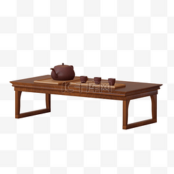 中式装图片_褐色C4D立体仿真中式家具茶几