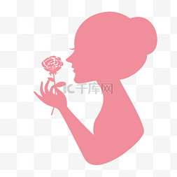 女人玫瑰剪影
