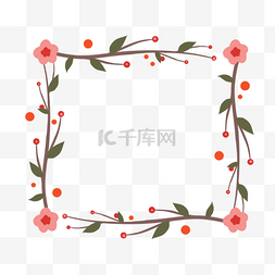 连接边框图片_植物花朵边框扁平风格