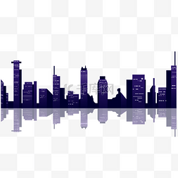 紫色夜景渐变城市高楼大厦天际线