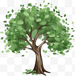卡通扁平风格绿色树木