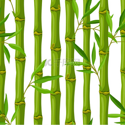 绿色亚洲图片_绿色竹茎和叶的无缝图案。