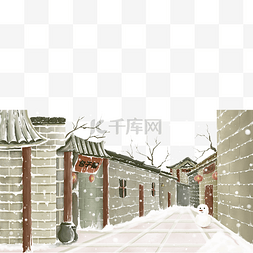 雪人冬季大雪图片_冬天小巷一角雪景