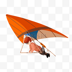 伞插画图片_滑翔伞卡通运动员高空娱乐