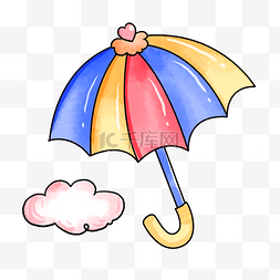 水墨可爱卡通图片_彩色雨伞可爱卡通公主伞