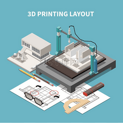 移动首页图片_建筑师等距组合与文本和图像的 3d