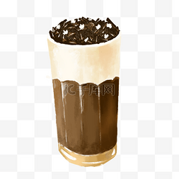奶盖咖啡图片_巧克力脆奶盖水彩咖啡