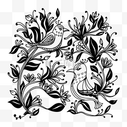 抽象植物花纹图片_油毡花纹抽象纹理黑白装饰图形