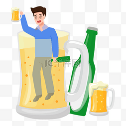 小麦王啤酒名片图片_喝啤酒酗酒醉酒人物