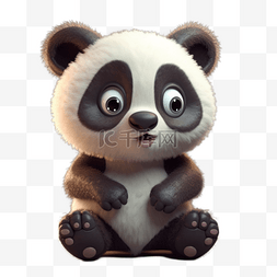 卡通熊猫3d图片_3D毛绒卡通可爱动物熊猫